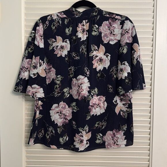 Rebecca Taylor Magnolia Floral Print Scarf-Tie Silk Top Size 6 NWT - Picture 5 of 9